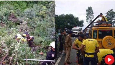 Photo of मसूरी : नोएडा के पर्यटकों का वाहन मैगी प्वाइंट के पास खाई में गिरा, छह लोग थे सवार, दो की मौत